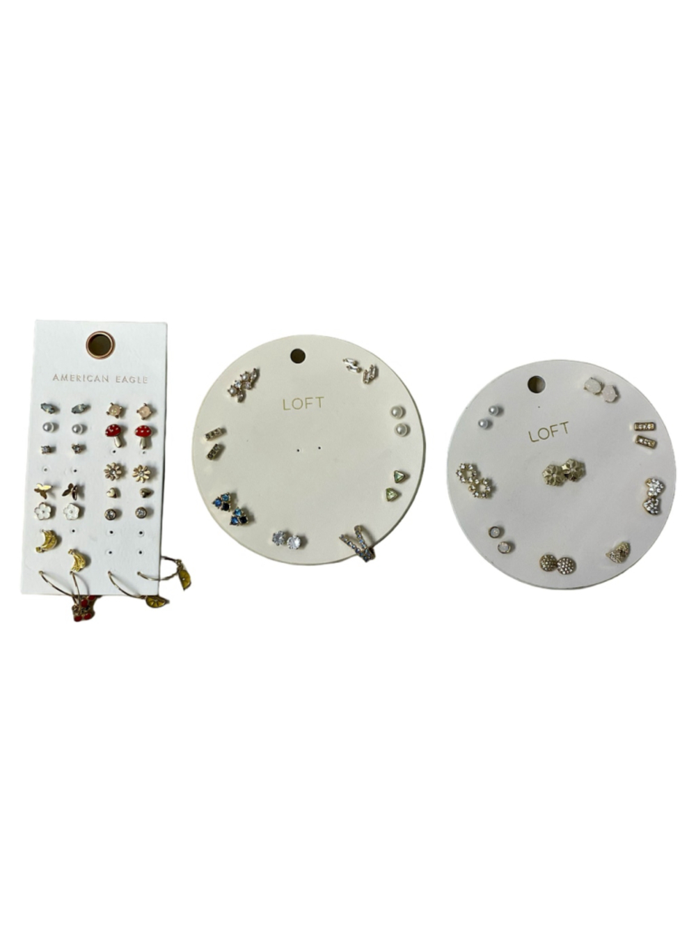 LOFT & American Eagle Mixed Stud Earring Bundle 30+ Pairs Gold Silver Preowned